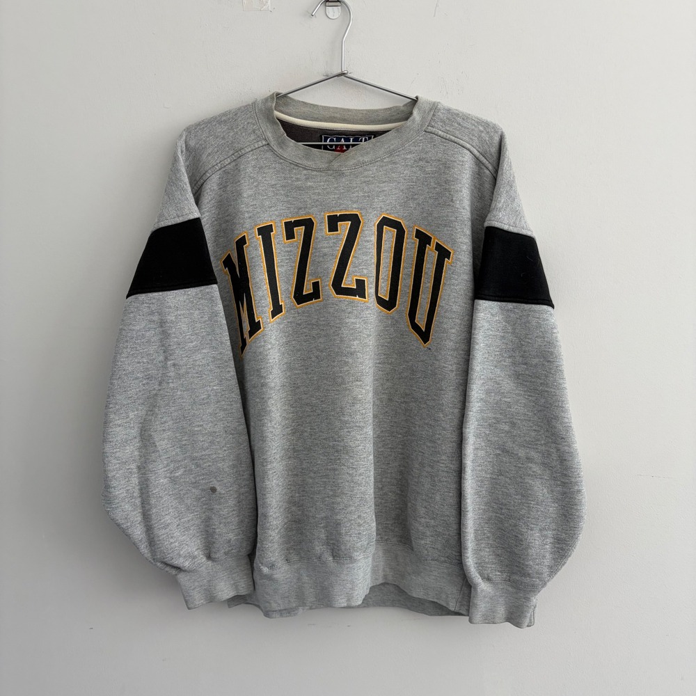 Vintage Galt Sand Mizzou Tigers Missouri Crewneck Sweatshirt Large Grey